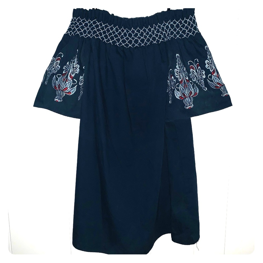 Navy Off the Shoulder Dress
